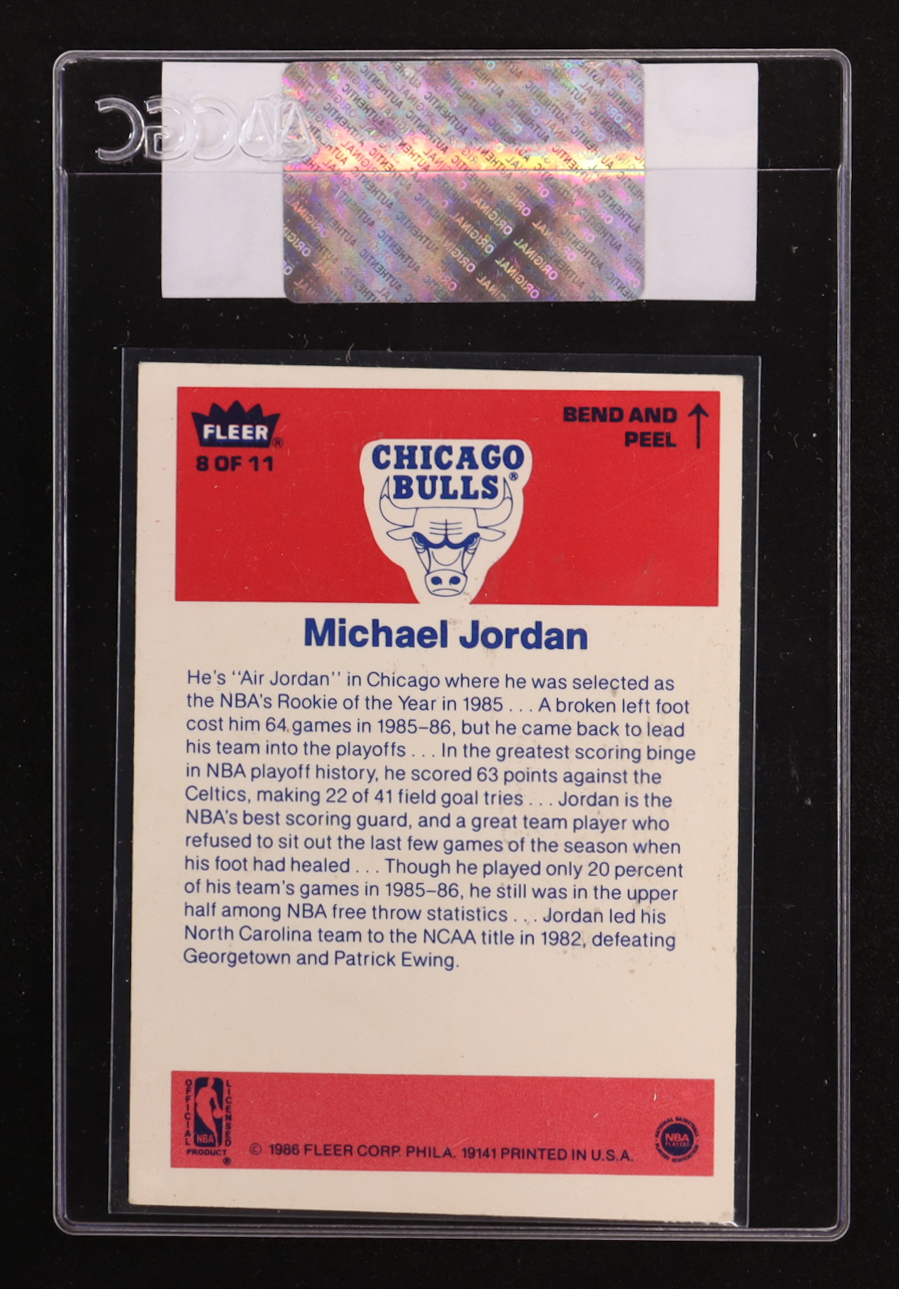 Michael Jordan 1986-87 Fleer Stickers #8 RC (CGC) at PristineAuction.com Michael Jordan 1986-87 Fleer Stickers #8 RC (CGC) at PristineAuction.com
