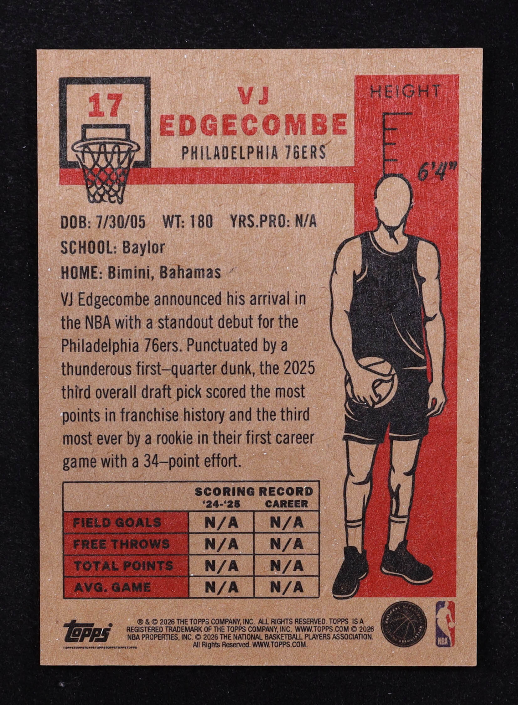 VJ Edgecombe 2025-26 Topps NBA Living Set Background Variation #17 SP at PristineAuction.com VJ Edgecombe 2025-26 Topps NBA Living Set Background Variation #17 SP at PristineAuction.com