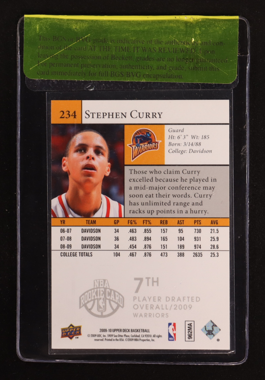 Stephen Curry 2009-10 Upper Deck #234 SP RC (Beckett 9.5) at PristineAuction.com Stephen Curry 2009-10 Upper Deck #234 SP RC (Beckett 9.5) at PristineAuction.com