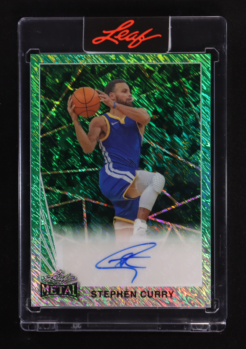Stephen Curry 2024 Leaf Metal Autographs Shimmer Green #90ASC1 #1/1 at PristineAuction.com Stephen Curry 2024 Leaf Metal Autographs Shimmer Green #90ASC1 #1/1 at PristineAuction.com