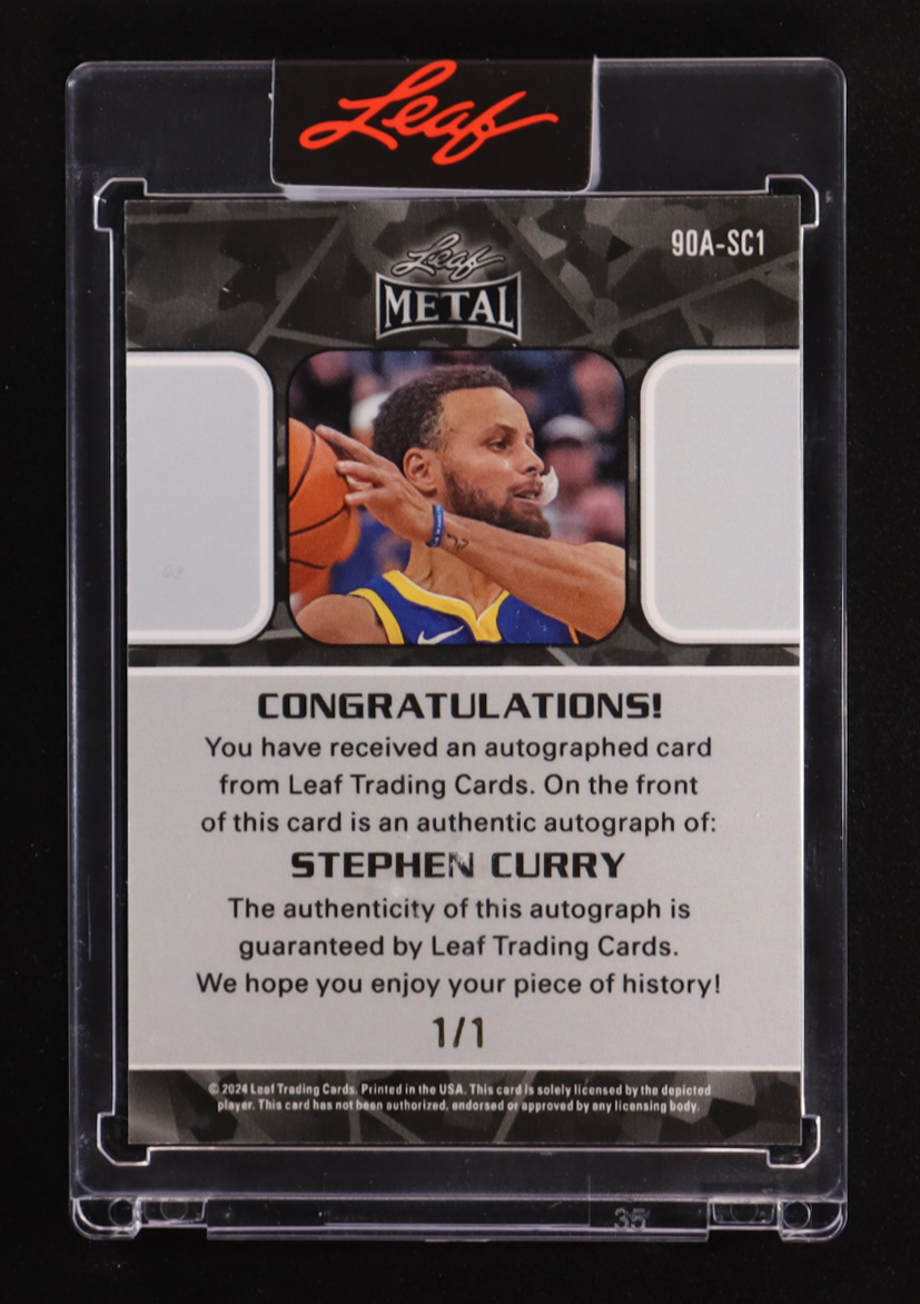 Stephen Curry 2024 Leaf Metal Autographs Shimmer Green #90ASC1 #1/1 at PristineAuction.com Stephen Curry 2024 Leaf Metal Autographs Shimmer Green #90ASC1 #1/1 at PristineAuction.com