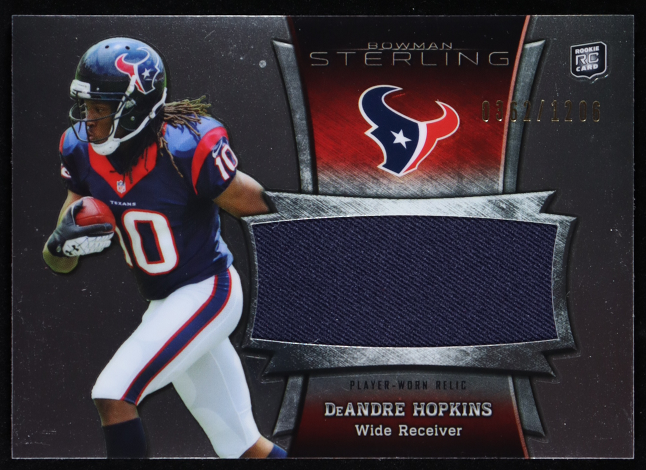 DeAndre Hopkins 2013 Bowman Sterling Relics #BSJRRDH #0362/1206 RC at PristineAuction.com DeAndre Hopkins 2013 Bowman Sterling Relics #BSJRRDH #0362/1206 RC at PristineAuction.com
