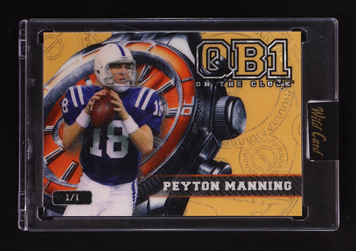 Peyton Manning 2024 Wild Card QB1 On The Clock Super Prismatic Gold #OCWGDPM3 #1/1 at PristineAuction.com Peyton Manning 2024 Wild Card QB1 On The Clock Super Prismatic Gold #OCWGDPM3 #1/1 at PristineAuction.com