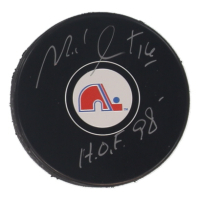 Michel Goulet Signed Nordiques Logo Hockey Puck Inscribed "HOF 98" (COJO) at PristineAuction.com