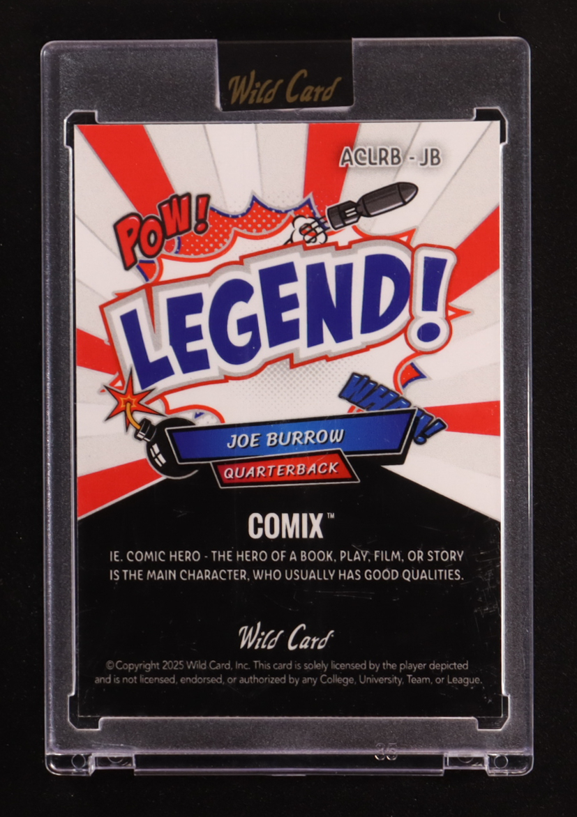 Joe Burrow 2025 Wild Card Comix Legend! Scope Silver #ACLRBJB #1/1 at PristineAuction.com Joe Burrow 2025 Wild Card Comix Legend! Scope Silver #ACLRBJB #1/1 at PristineAuction.com