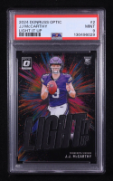 JJ McCarthy 2024 Donruss Optic Light it Up #2 RC (PSA 9) at PristineAuction.com