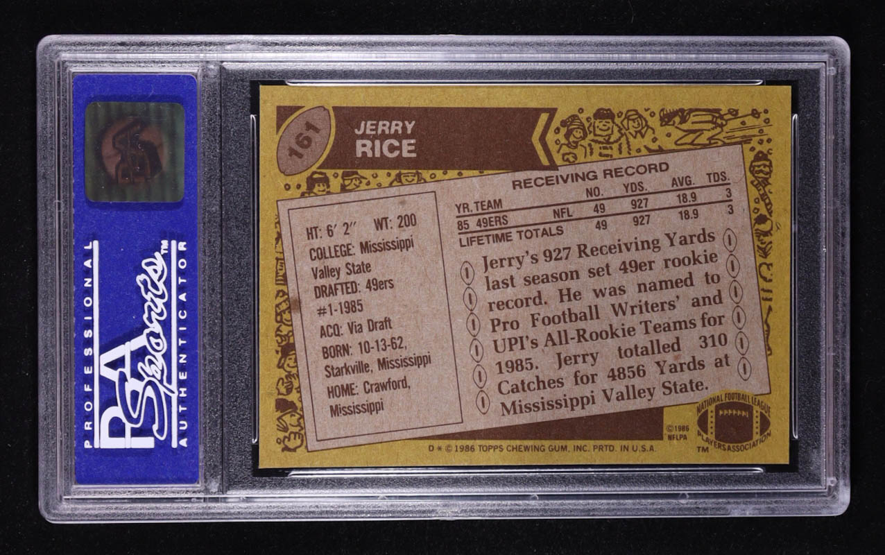 Jerry Rice 1986 Topps #161 RC (PSA 8) at PristineAuction.com Jerry Rice 1986 Topps #161 RC (PSA 8) at PristineAuction.com