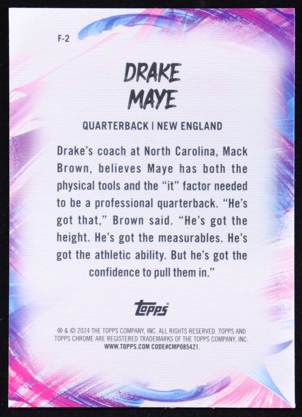 Drake Maye 2024 Topps Chrome Finesse #F2 RC at PristineAuction.com Drake Maye 2024 Topps Chrome Finesse #F2 RC at PristineAuction.com