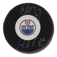 Paul Coffey Signed Oilers Logo Hockey Puck Inscribed "H.O.F. 04" (COJO) at PristineAuction.com