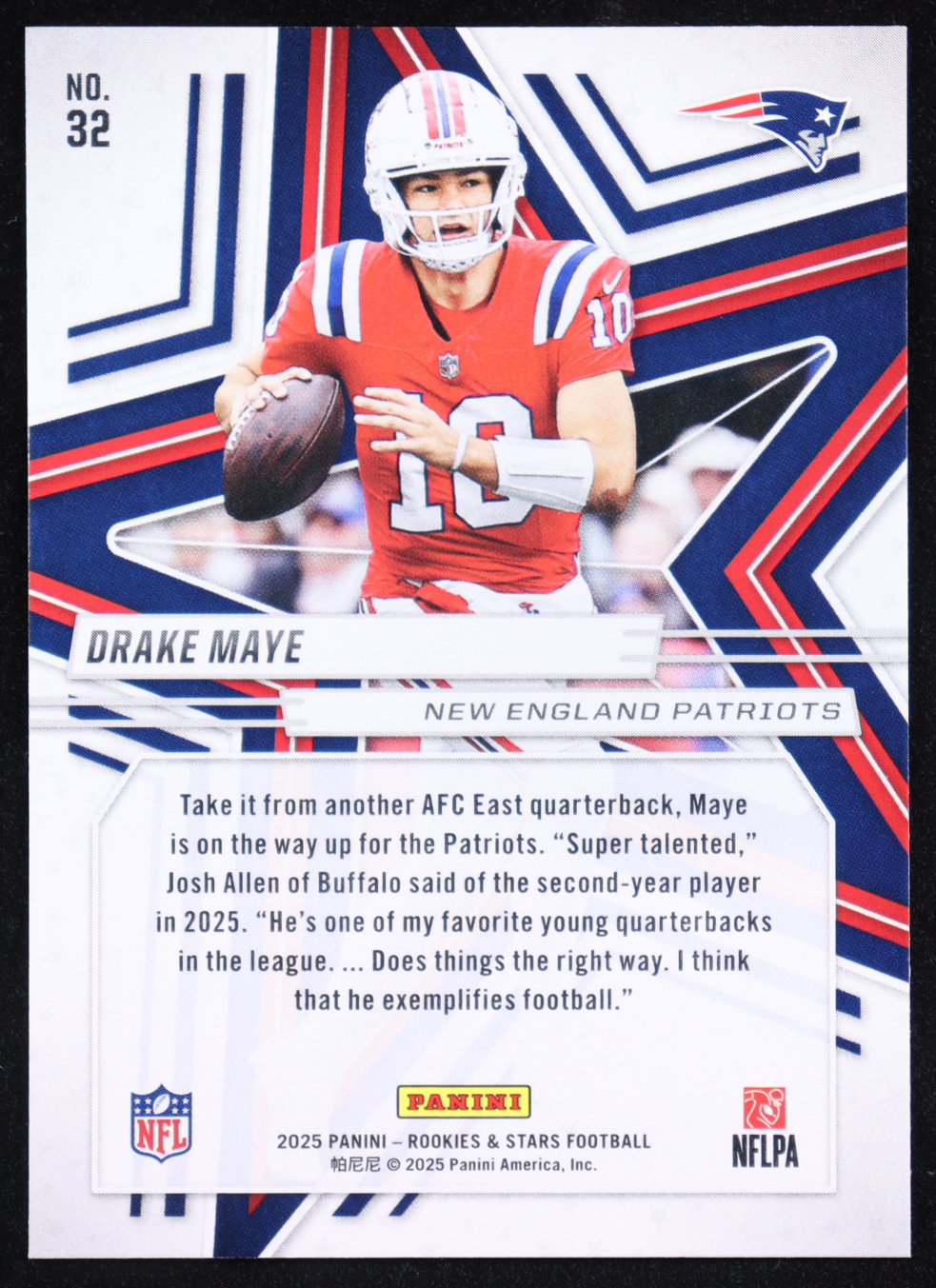 Drake Maye 2025 Rookies and Stars Red #32 at PristineAuction.com Drake Maye 2025 Rookies and Stars Red #32 at PristineAuction.com