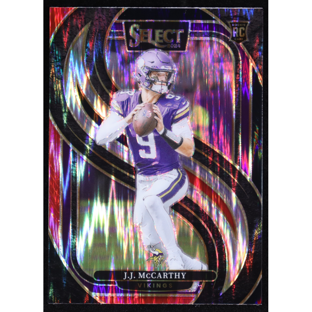 J.J. Mccarthy 2024 Panini Select Red & Blue Shock #134 RC at PristineAuction.com