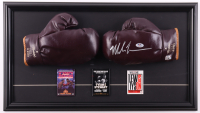 Mike Tyson Signed Custom Framed Set of (2) "Jack Dempsey" Model Boxing Gloves Display with (3) (PSA & Tyson) at PristineAuction.com