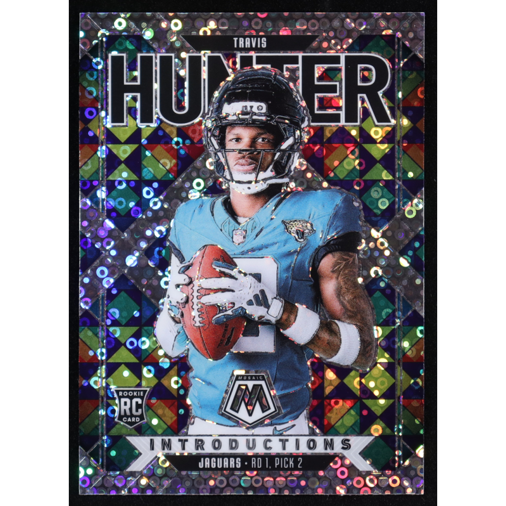 Travis Hunter 2025 Panini Mosaic Introductions No Huddle Silver #7 RC at PristineAuction.com