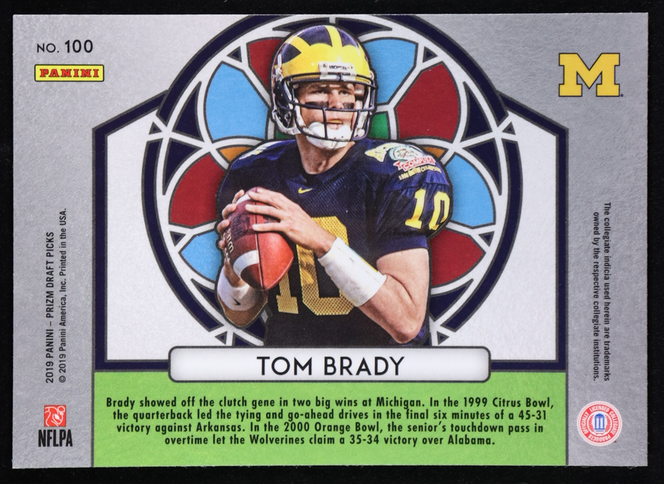 Tom Brady 2019 Panini Prizm Draft Picks #100 SG at PristineAuction.com Tom Brady 2019 Panini Prizm Draft Picks #100 SG at PristineAuction.com