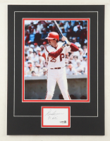Del Unser Signed 12x16 Custom Matted Cut Display with Photo Inscribed "87 HR's" (JSA) at PristineAuction.com