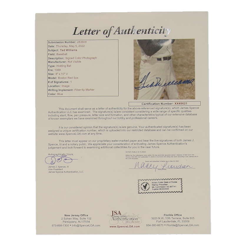 Ted Williams Signed Red Sox 8x10 Photo (JSA) at PristineAuction.com Ted Williams Signed Red Sox 8x10 Photo (JSA) at PristineAuction.com