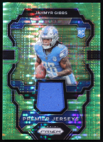 Jahmyr Gibbs 2023 Panini Prizm Premier Jerseys Neon Green Pulsar #7 RC at PristineAuction.com