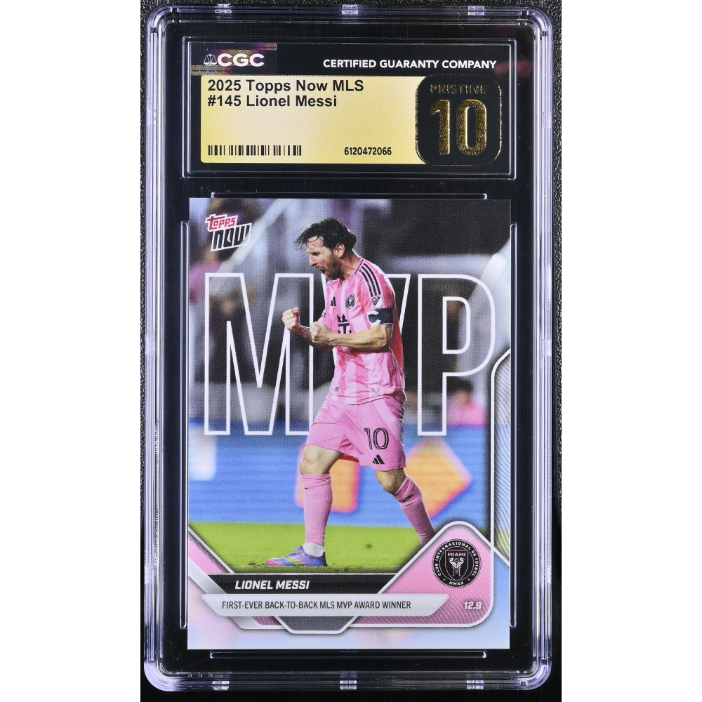 Lionel Messi 2025 Topps Now MLS #145 (CGC PRISTINE 10 | Black Label) at PristineAuction.com