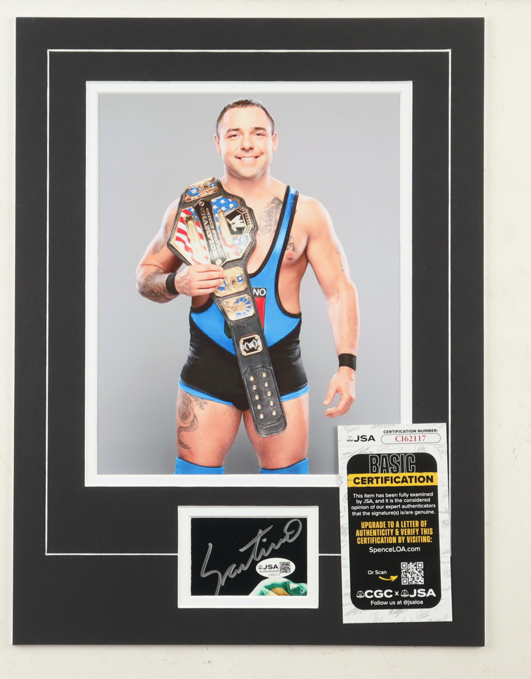 Santino Marella Signed 12x16 Custom Matted Cut Display with Photo (JSA) at PristineAuction.com Santino Marella Signed 12x16 Custom Matted Cut Display with Photo (JSA) at PristineAuction.com