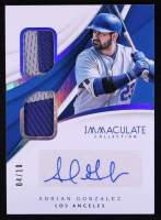Adrian Gonzalez 2018 Immaculate Collection Immaculate Dual Material Autographs Blue #DMAAG #04/10 at PristineAuction.com