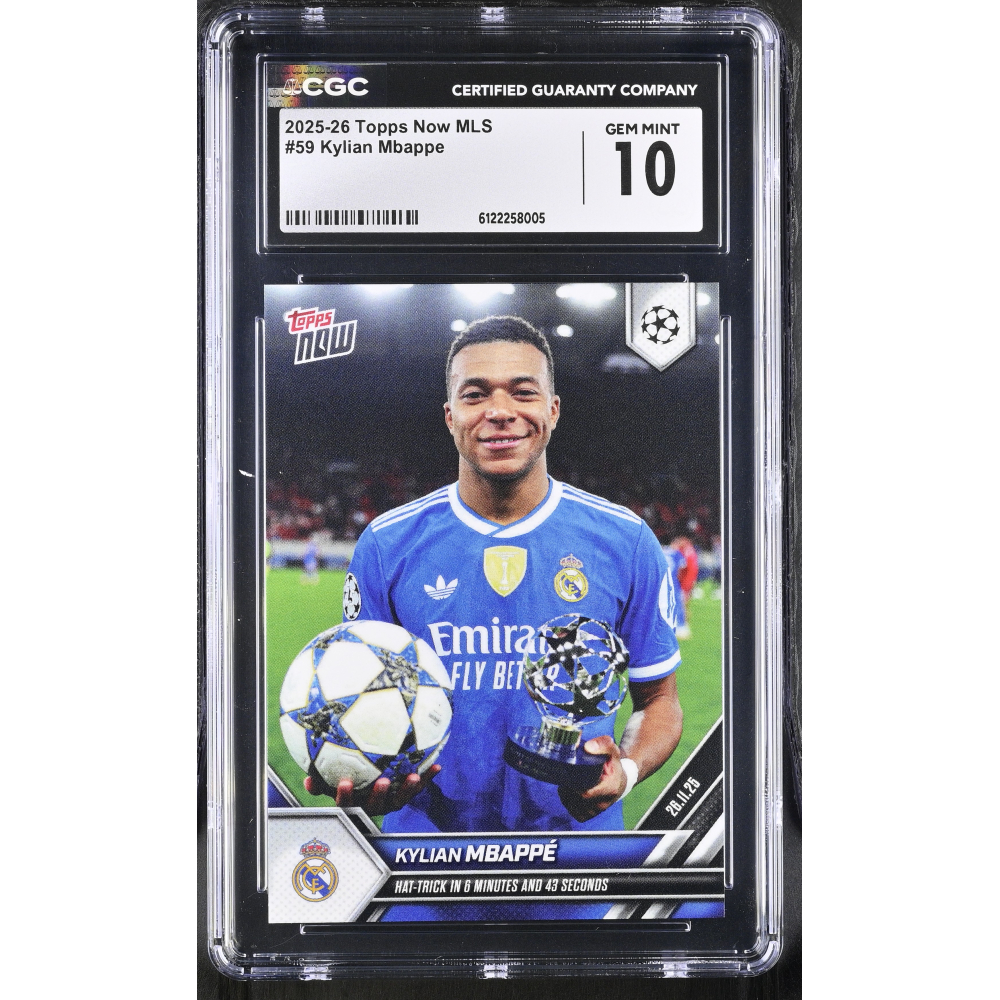 Kylian Mbappe 2025-26 Topps Now MLS #59 (CGC 10) at PristineAuction.com