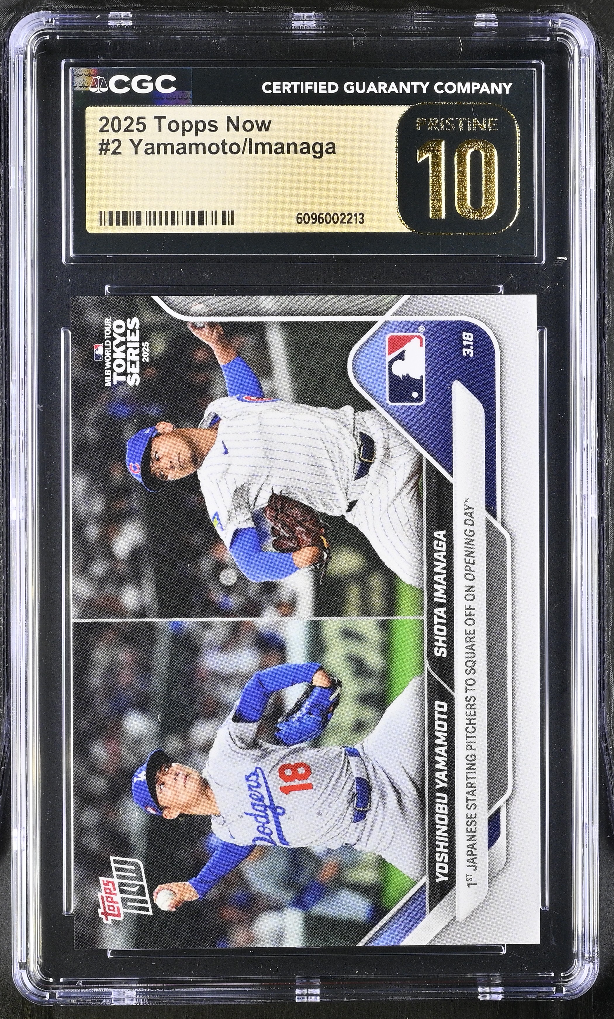 Yoshinobu Yamamoto / Shota Imanaga 2025 Topps Now #2 (CGC PRISTINE 10 | Black Label) at PristineAuction.com Yoshinobu Yamamoto / Shota Imanaga 2025 Topps Now #2 (CGC PRISTINE 10 | Black Label) at PristineAuction.com