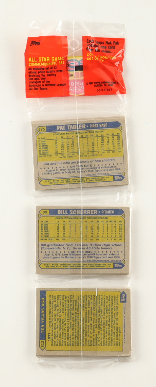 1987 Topps Baseball Picture Cards Rack Pack with (49) Cards at PristineAuction.com 1987 Topps Baseball Picture Cards Rack Pack with (49) Cards at PristineAuction.com