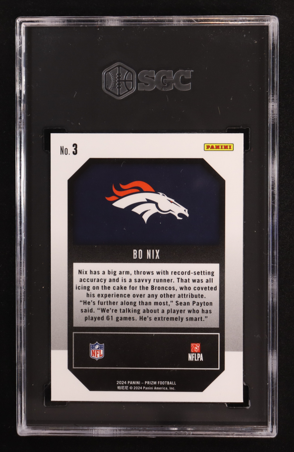 Bo Nix 2024 Panini Prizm Emergent #3 RC (SGC 9.5) at PristineAuction.com Bo Nix 2024 Panini Prizm Emergent #3 RC (SGC 9.5) at PristineAuction.com