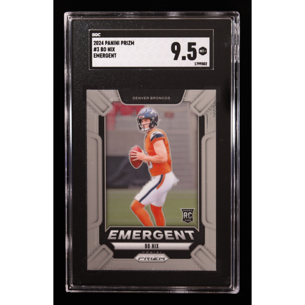 Bo Nix 2024 Panini Prizm Emergent #3 RC (SGC 9.5) at PristineAuction.com