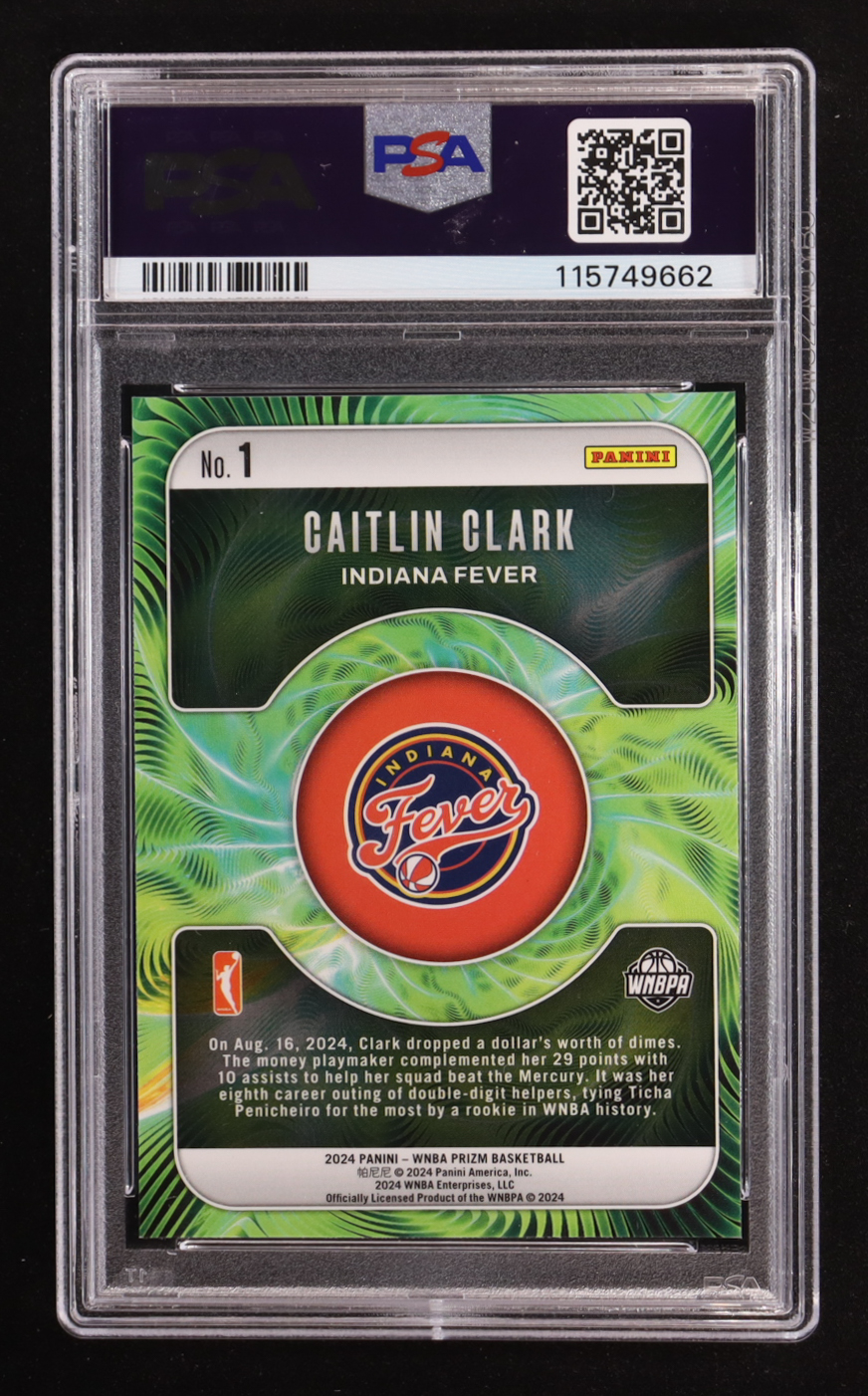 Caitlin Clark 2024 Panini Prizm WNBA Fractal #1 RC (PSA 9) at PristineAuction.com Caitlin Clark 2024 Panini Prizm WNBA Fractal #1 RC (PSA 9) at PristineAuction.com