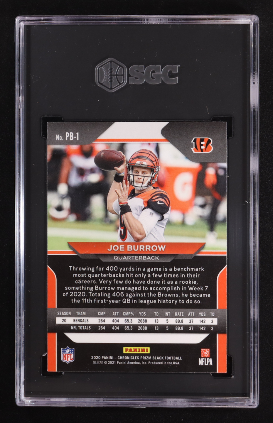 Joe Burrow 2020 Panini Prizm Black #1 RC (SGC 9) at PristineAuction.com Joe Burrow 2020 Panini Prizm Black #1 RC (SGC 9) at PristineAuction.com
