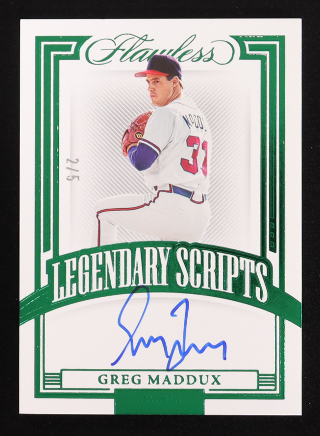 Greg Maddux 2023 Panini Flawless Legendary Scripts Emerald #6 #2/5 at PristineAuction.com Greg Maddux 2023 Panini Flawless Legendary Scripts Emerald #6 #2/5 at PristineAuction.com