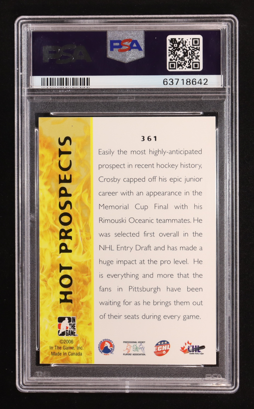 Sidney Crosby 2005-06 ITG Heroes and Prospects #361 RC (PSA 10) at PristineAuction.com Sidney Crosby 2005-06 ITG Heroes and Prospects #361 RC (PSA 10) at PristineAuction.com
