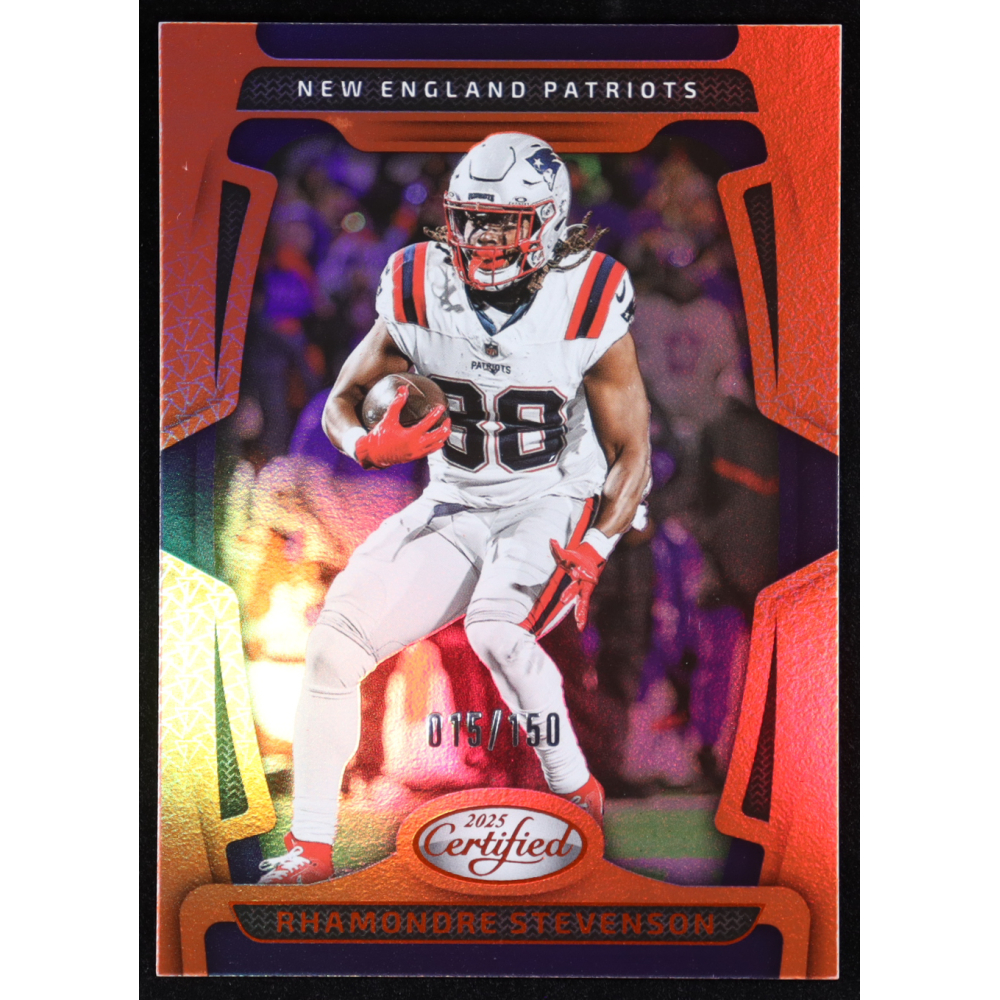 Rhamondre Stevenson 2025 Panini Certified Mirror Orange #68 #015/150 at PristineAuction.com