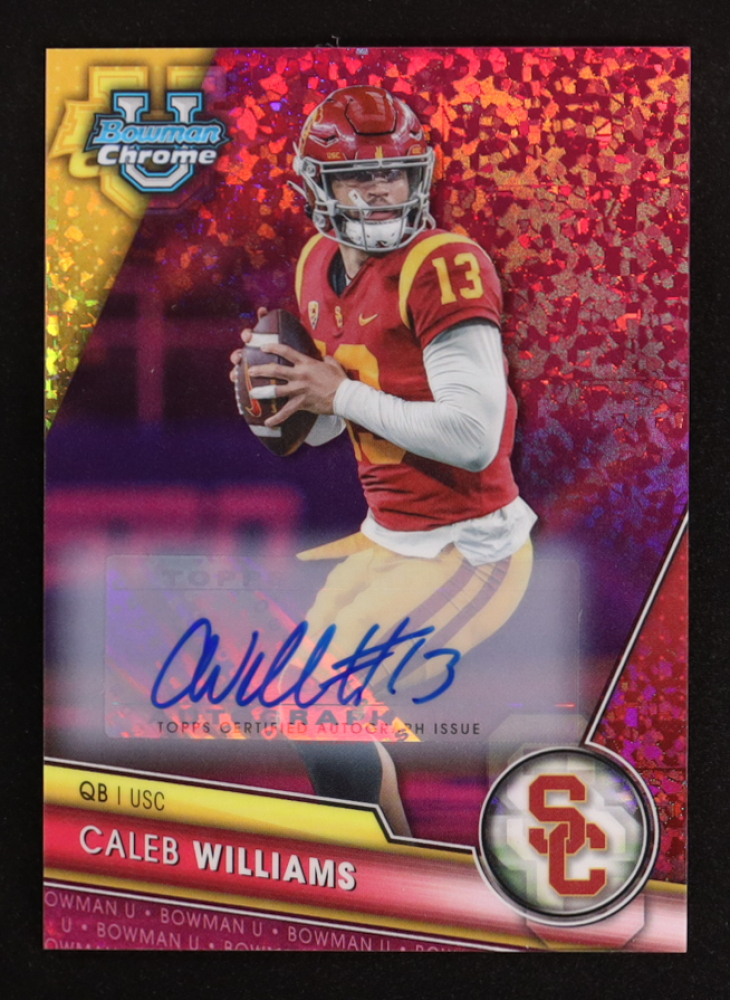 Caleb Williams 2023 Bowman Chrome University Autographs Fuschia Mini Diamond Refractors #1 #147/150