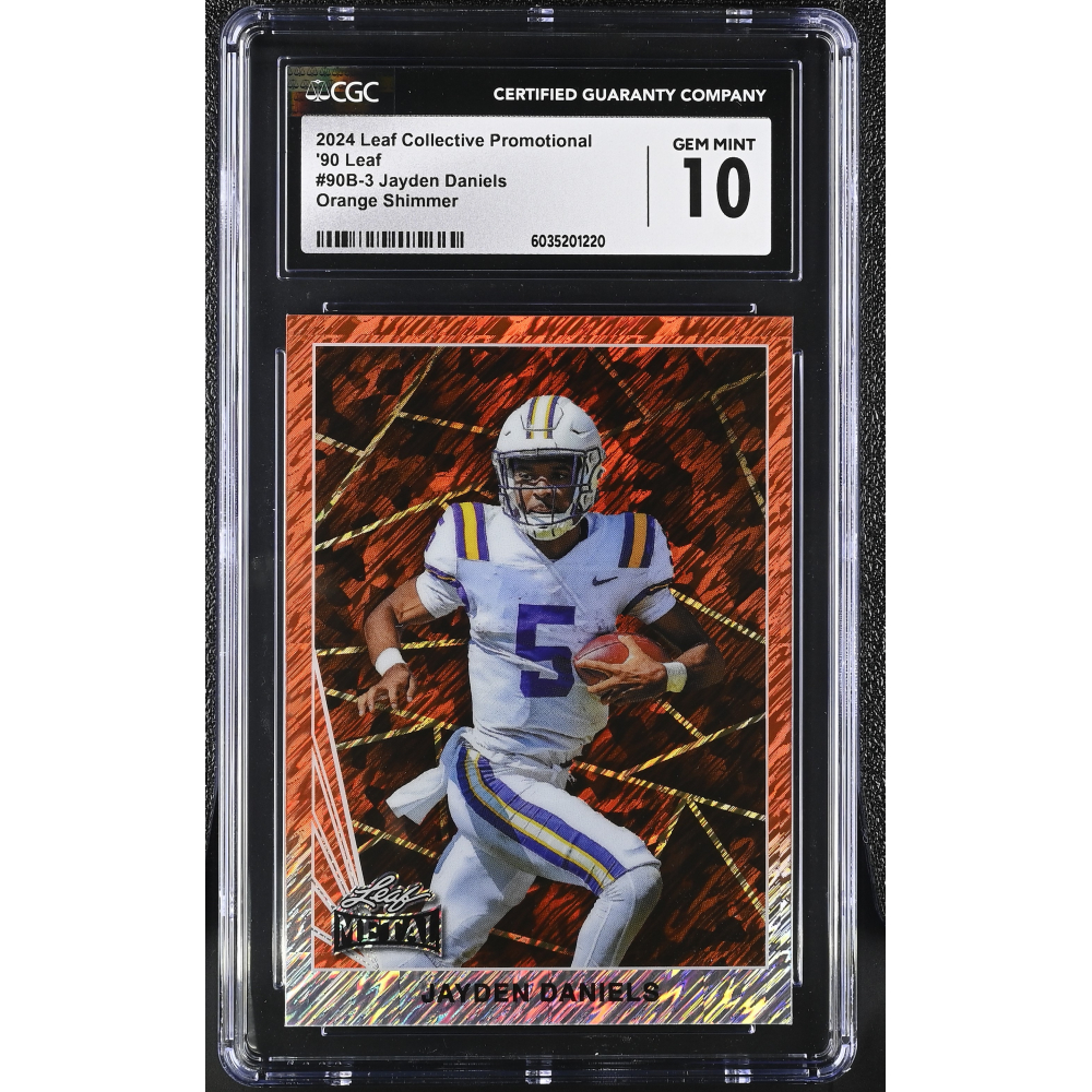 Jayden Daniels 2024 Leaf Collective Promos '90 Leaf Orange Shimmer #90B-3 #25/299 (CGC 10) at PristineAuction.com
