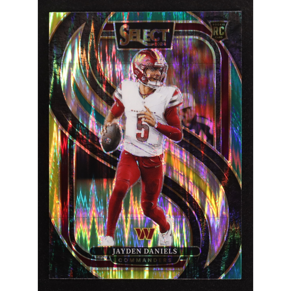 Jayden Daniels 2024 Select Prizm Green and Yellow Shock #112 RC at PristineAuction.com