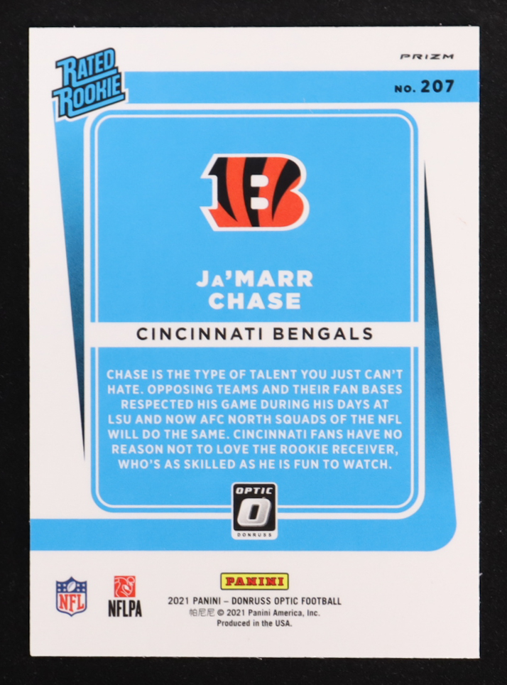 Ja'Marr Chase 2021 Donruss Optic Holo #207 RR RC at PristineAuction.com Ja'Marr Chase 2021 Donruss Optic Holo #207 RR RC at PristineAuction.com