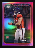 Bo Nix 2024 Topps Chrome Pink Refractors #206 RC at PristineAuction.com