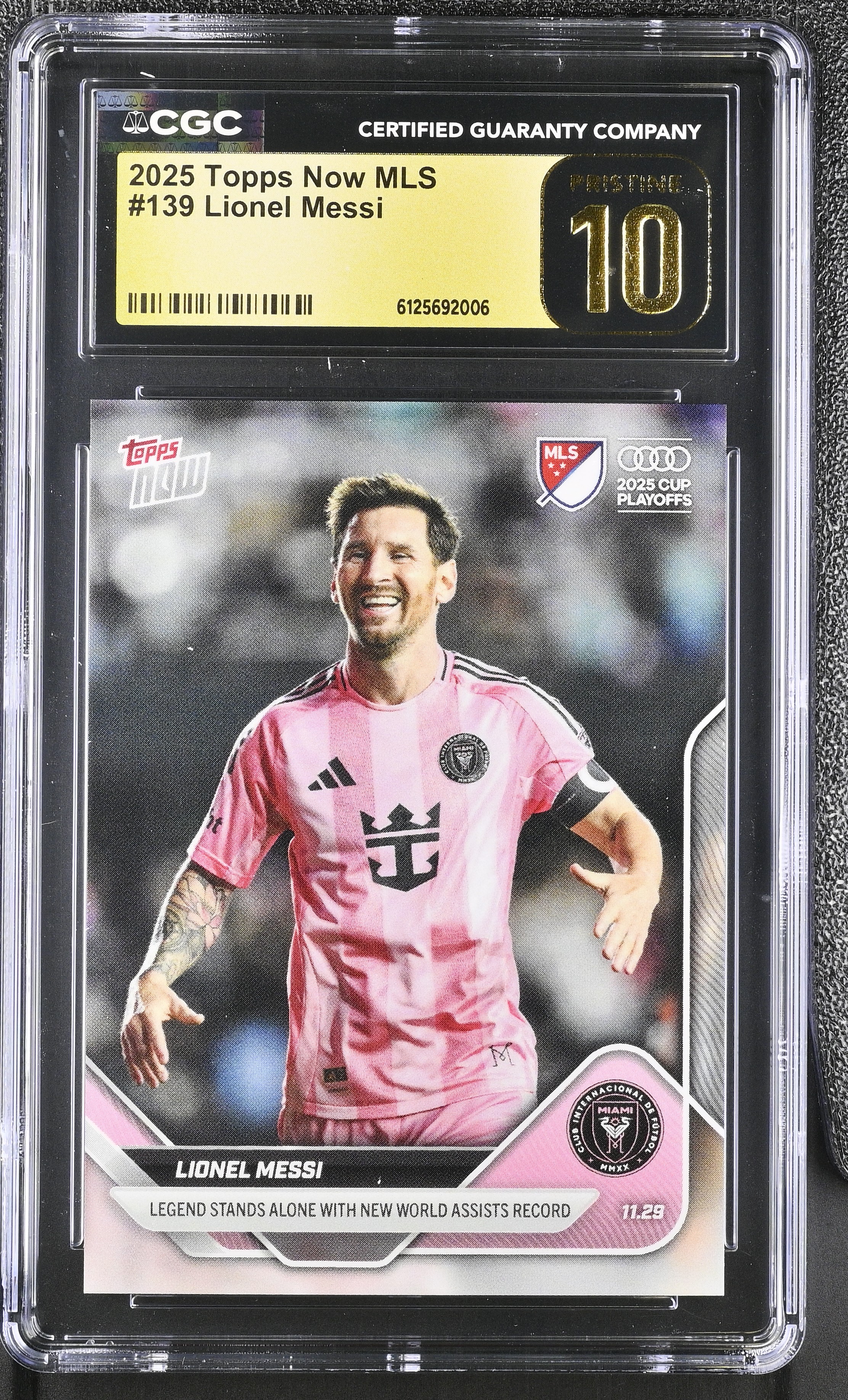 Lionel Messi 2025 Topps Now MLS #139 (CGC PRISTINE 10 | Black Label) at PristineAuction.com Lionel Messi 2025 Topps Now MLS #139 (CGC PRISTINE 10 | Black Label) at PristineAuction.com
