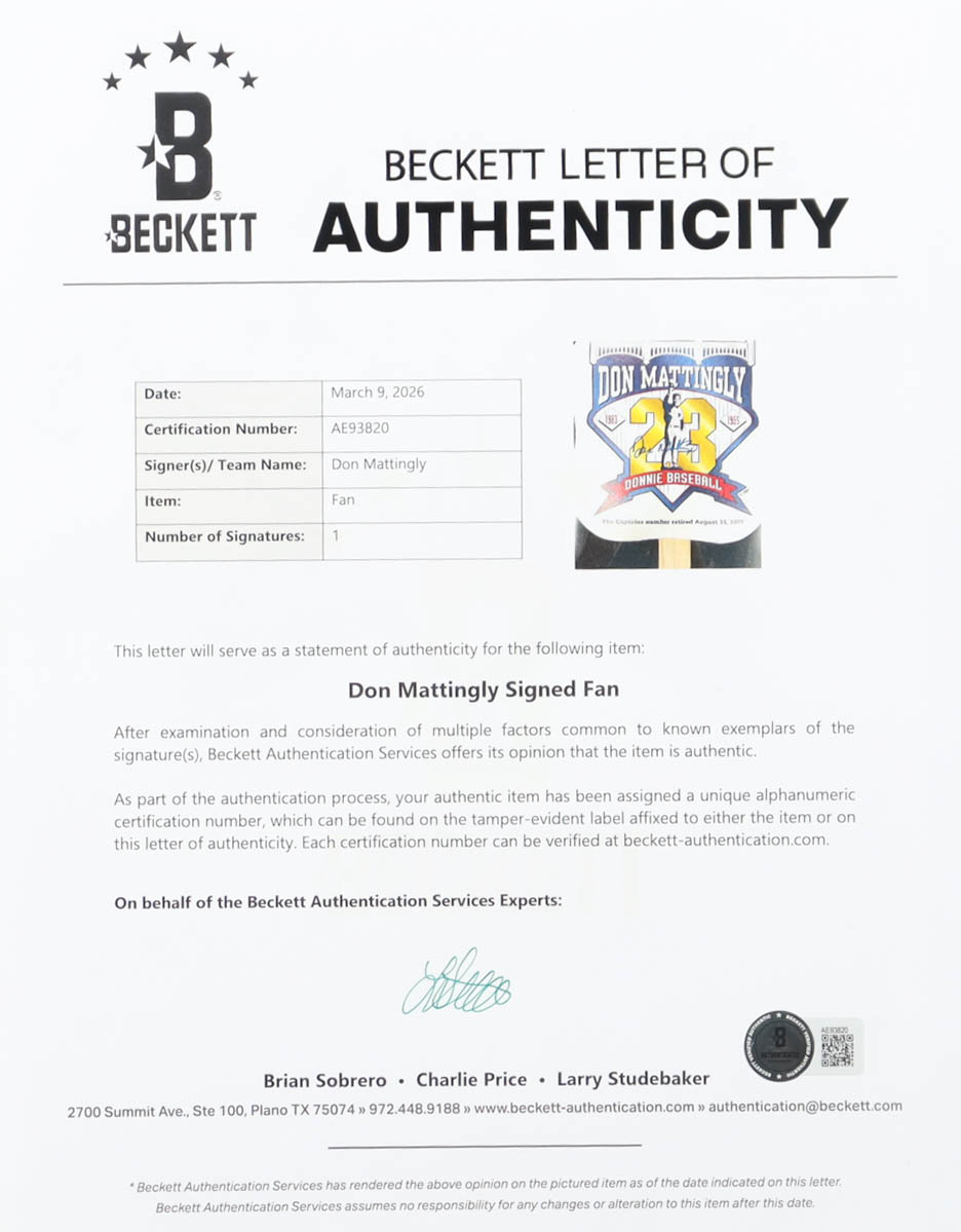 Don Mattingly Signed Custom Framed "Donnie Baseball" Career Highlight Statistic Commemorative Fan Display (Beckett) at PristineAuction.com Don Mattingly Signed Custom Framed "Donnie Baseball" Career Highlight Statistic Commemorative Fan Display (Beckett) at PristineAuction.com