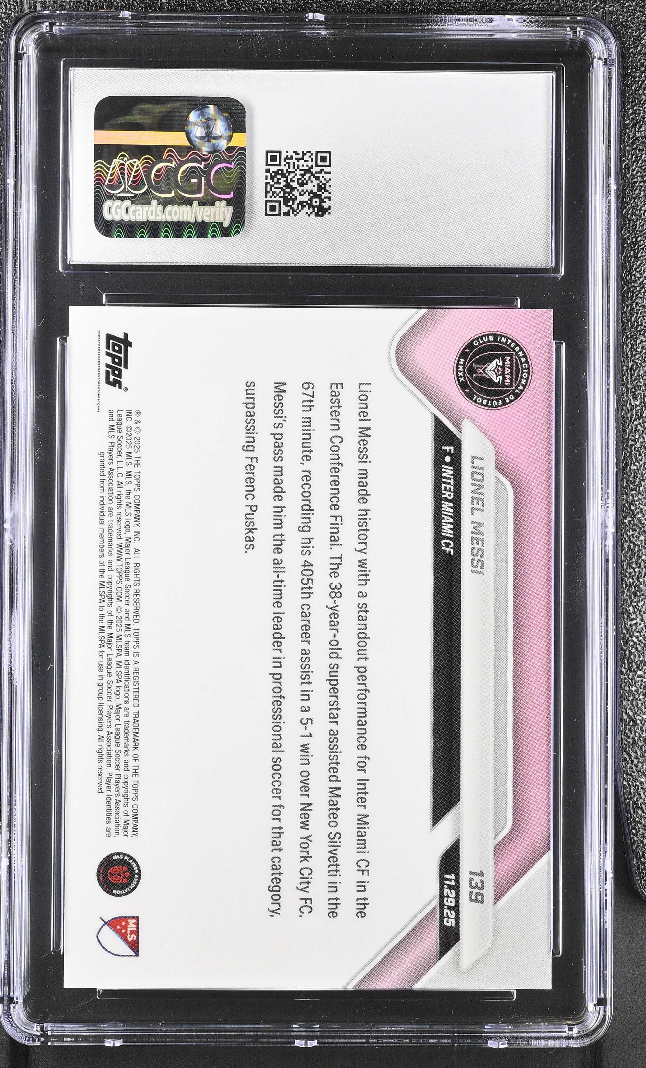 Lionel Messi 2025 Topps Now MLS #139 (CGC 10) at PristineAuction.com Lionel Messi 2025 Topps Now MLS #139 (CGC 10) at PristineAuction.com