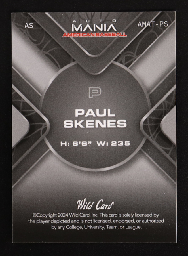 Paul Skenes 2024 Wild Card Auto Mania All-Star Triangle Checkerboard American Eagle #PS #1/1 RC at PristineAuction.com Paul Skenes 2024 Wild Card Auto Mania All-Star Triangle Checkerboard American Eagle #PS #1/1 RC at PristineAuction.com