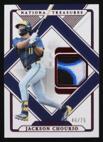 Jackson Chourio 2025 Panini National Treasures Treasured Threads Red #48 #46/75 at PristineAuction.com