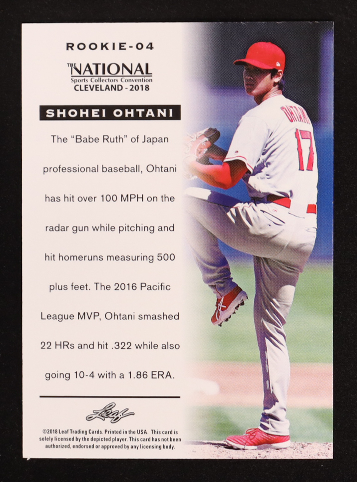 Shohei Ohtani 2018 Leaf National Convention Shohei Ohtani #Rookie04 RC at PristineAuction.com Shohei Ohtani 2018 Leaf National Convention Shohei Ohtani #Rookie04 RC at PristineAuction.com