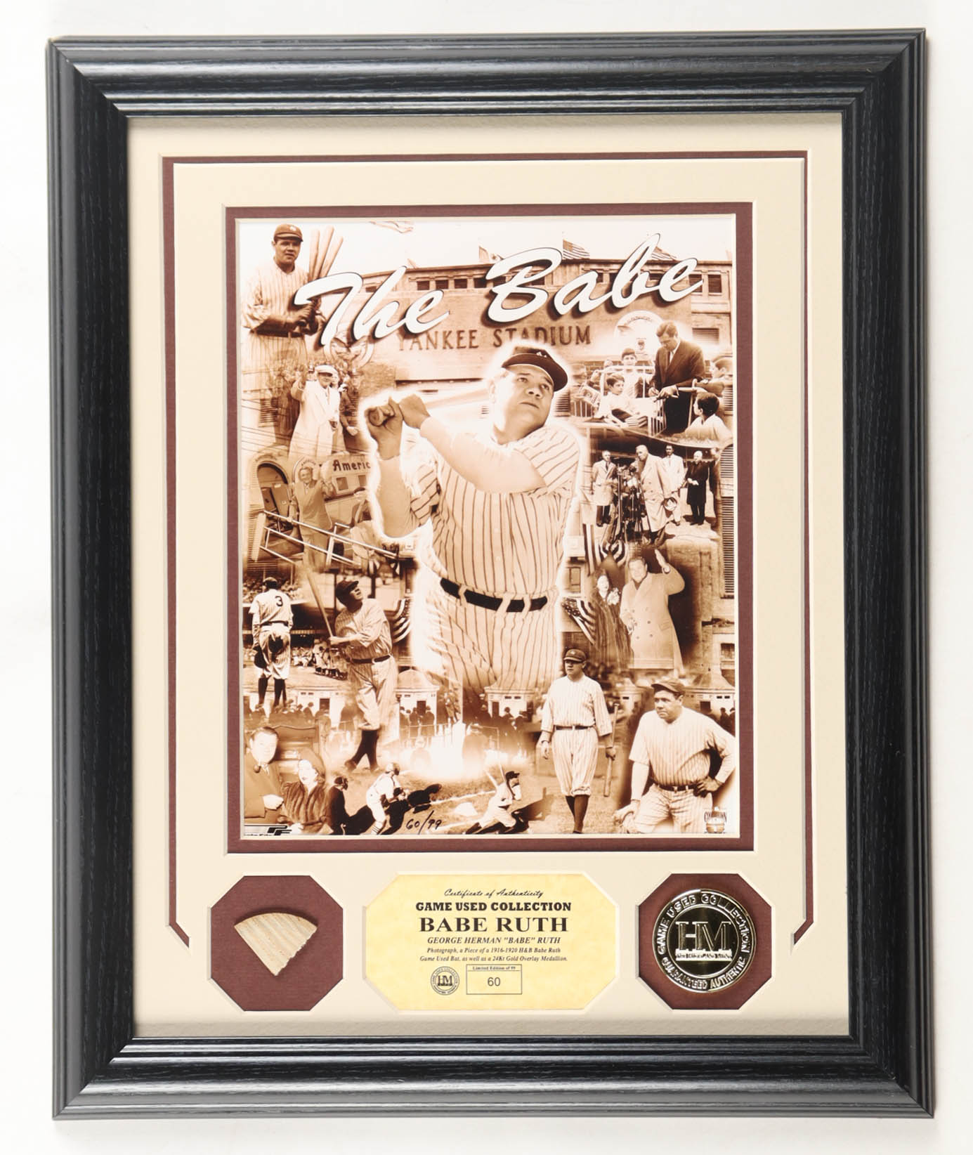 Babe Ruth Yankees Custom Framed Game-Used Bat Piece Display (Highland Mint) at PristineAuction.com Babe Ruth Yankees Custom Framed Game-Used Bat Piece Display (Highland Mint) at PristineAuction.com