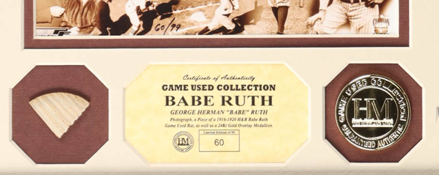 Babe Ruth Yankees Custom Framed Game-Used Bat Piece Display (Highland Mint) at PristineAuction.com Babe Ruth Yankees Custom Framed Game-Used Bat Piece Display (Highland Mint) at PristineAuction.com