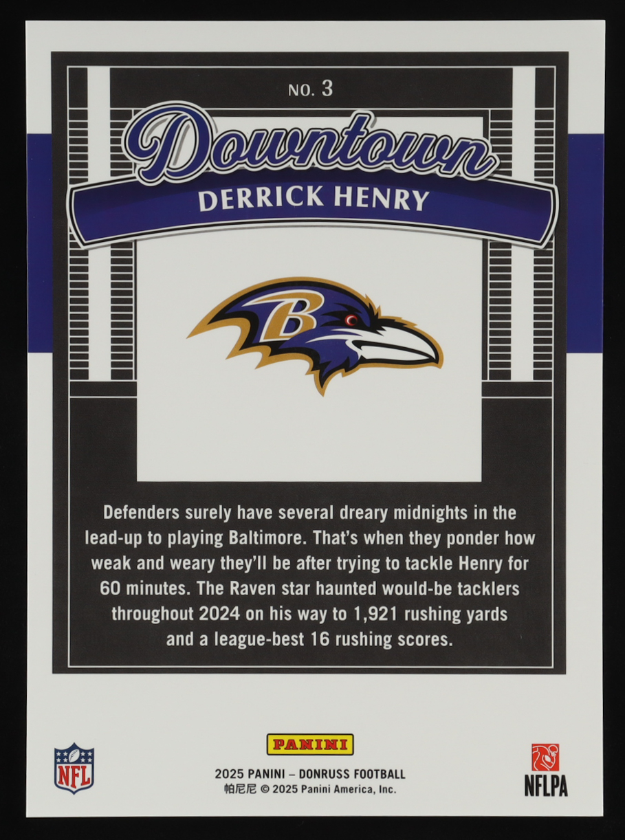 Derrick Henry 2025 Donruss Downtown! #3 at PristineAuction.com Derrick Henry 2025 Donruss Downtown! #3 at PristineAuction.com