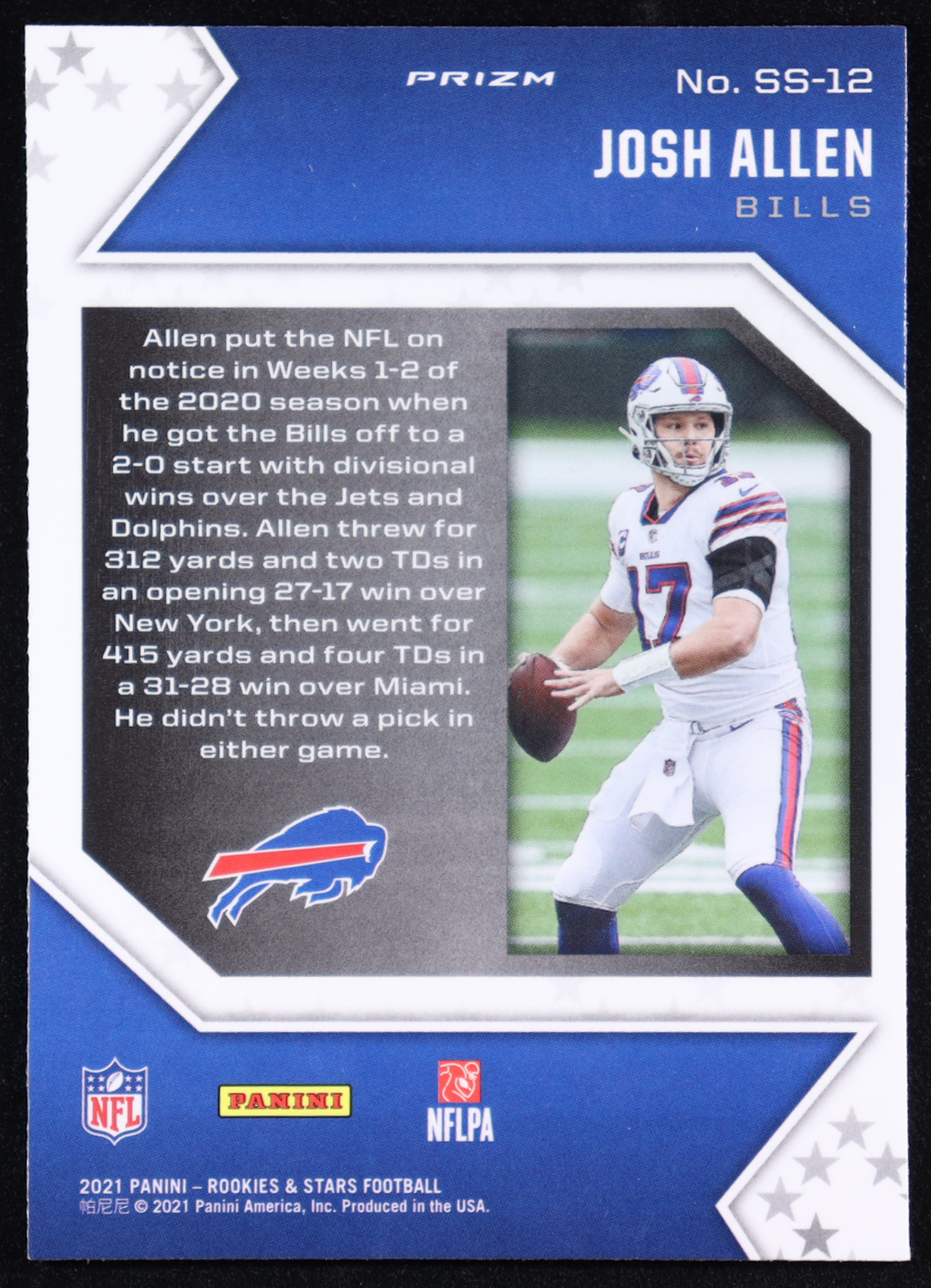 Josh Allen 2021 Rookies and Stars Star Studded Silver #12 at PristineAuction.com Josh Allen 2021 Rookies and Stars Star Studded Silver #12 at PristineAuction.com