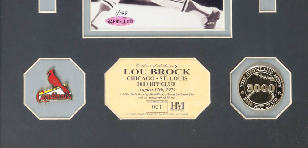 Lou Brock Signed Cardinals Custom Framed Matted Photo Display (Upper Deck) at PristineAuction.com Lou Brock Signed Cardinals Custom Framed Matted Photo Display (Upper Deck) at PristineAuction.com